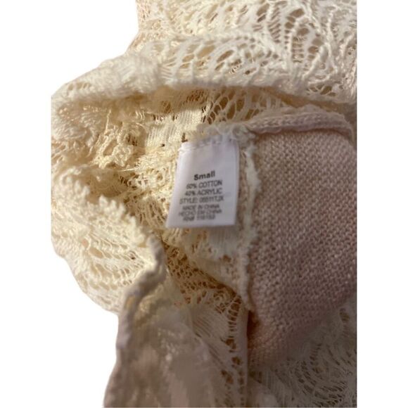 Poof!  Champagne Color Scoop Neck Long Sleeve Lightweight Knit Sweater with Rose - Picture 10 of 10